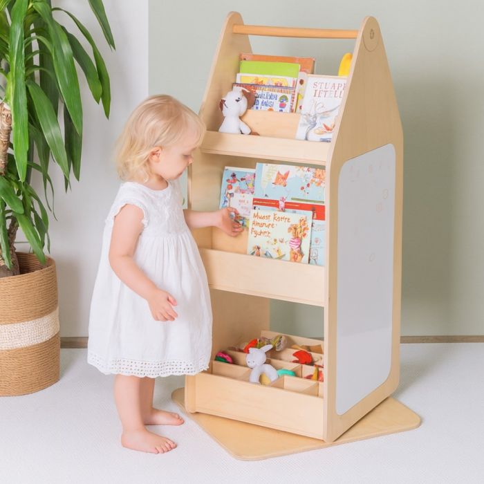 Поворотна книжкова шафа Монтессорі з дошкою для письма TIA-SPORT